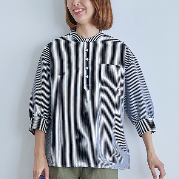 コットンスムースストライププルオーバー