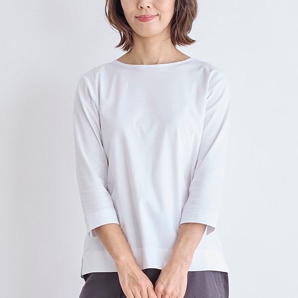 コットンスムース七分袖Tシャツ