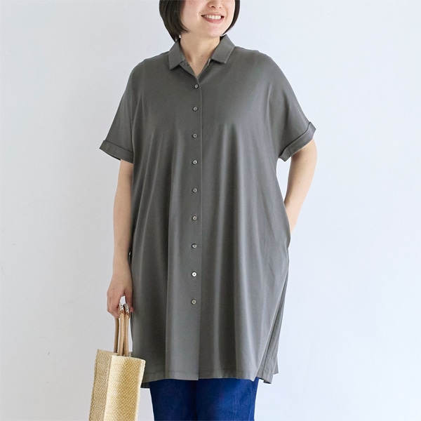 シルケット天竺シャツワンピース