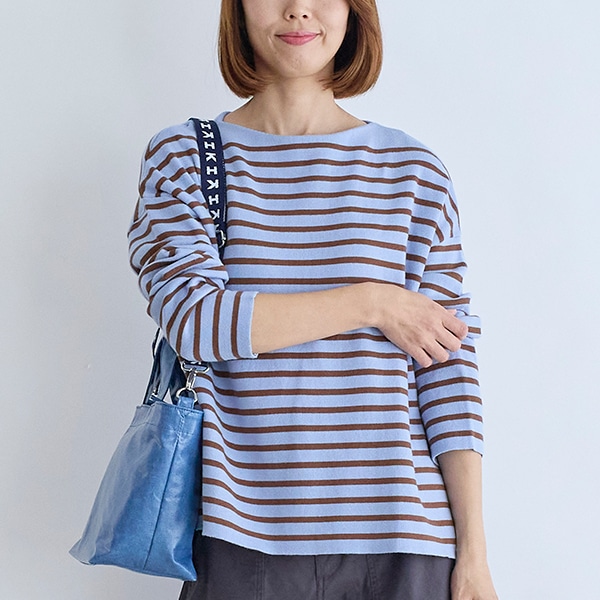 コットンニットボーダープルオーバー