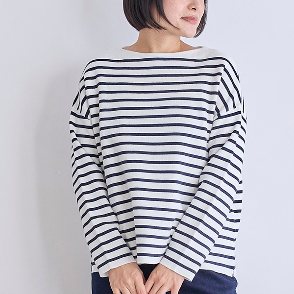 コットンニットボーダープルオーバー