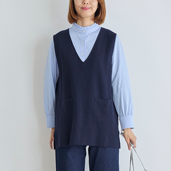 コットンニットVネックベスト