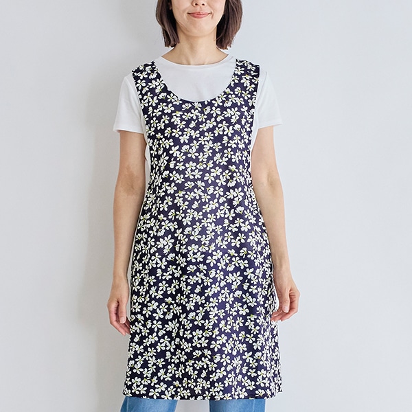 小花柄バッククロスチュニックエプロン