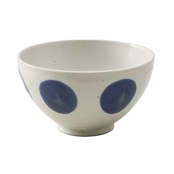 ドット 飯碗 ブルー