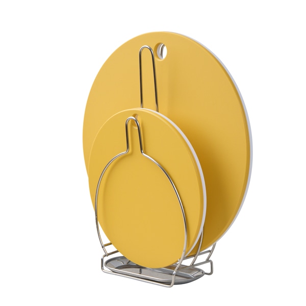 【WEB限定セット】丸まな板(大/小)マスタードとまな板スタンドのセット