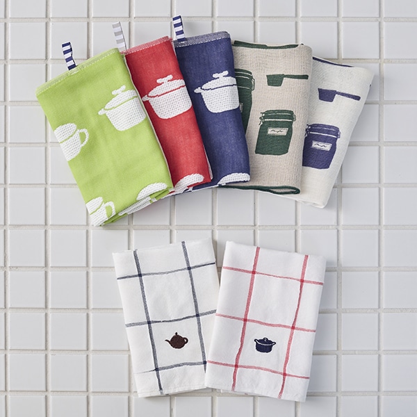 【WEB限定セット】キッチンアイテム柄ふきん7枚セット
