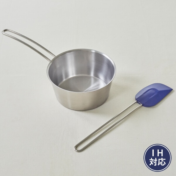 【WEB限定セット】IH対応 ミルクパン 15cmとスパチュラ ブルーのセット