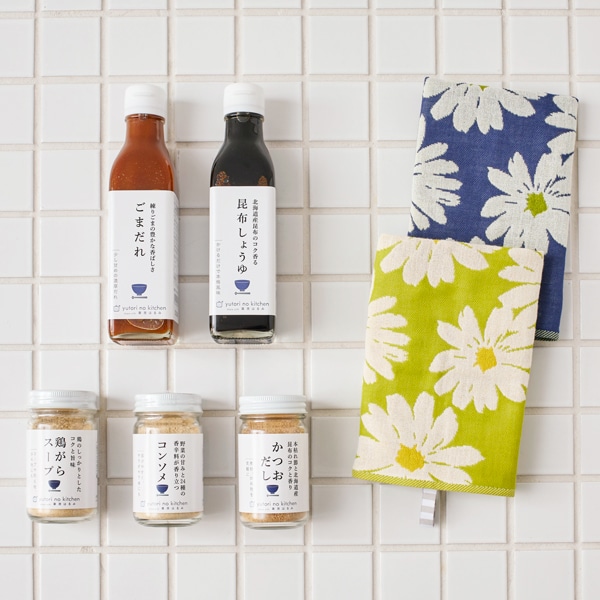 【WEB限定セット】ゆとりのキッチン 調味料とふきんのセット A