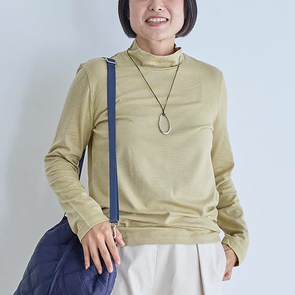 ウォームボーダーハイネックTシャツ
