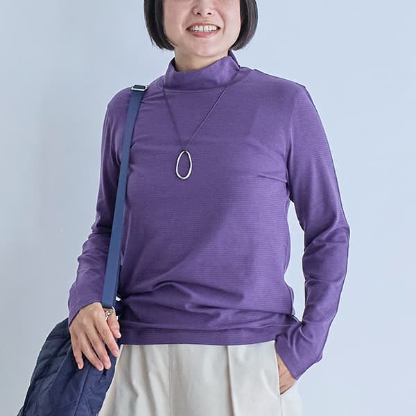 ウォームボーダーハイネックTシャツ