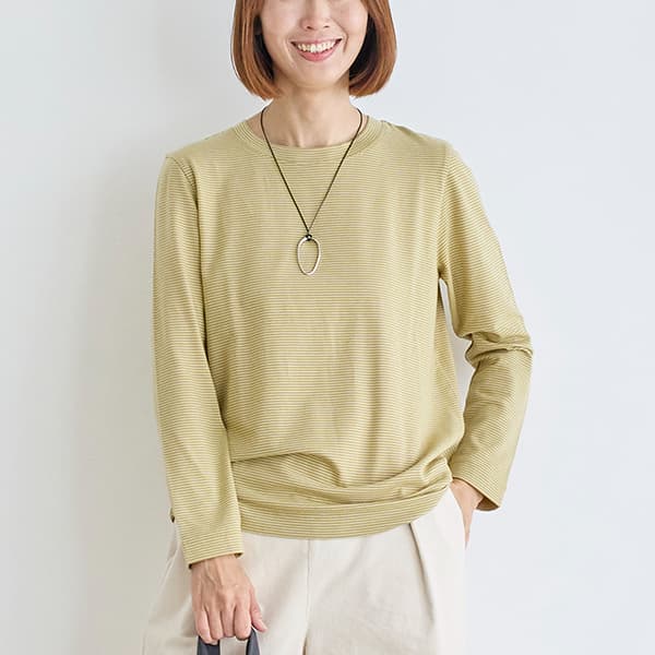 ウォームボーダークルーネックTシャツ