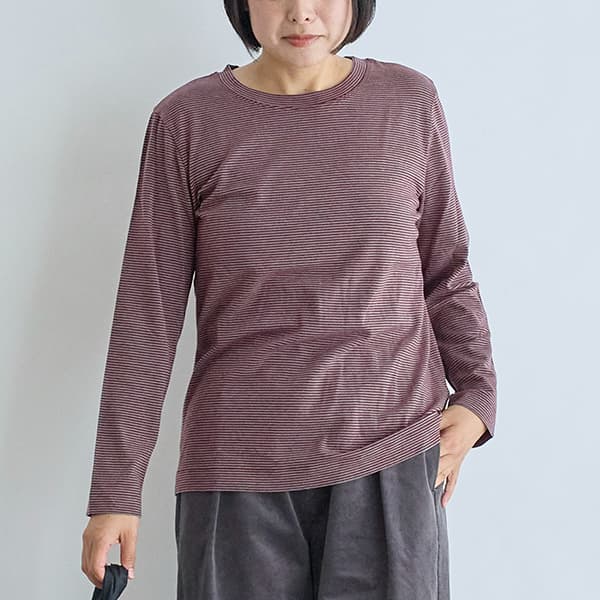 ウォームボーダークルーネックTシャツ
