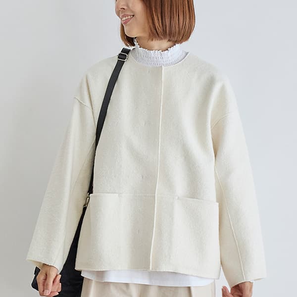 ブークレノーカラーショートコート