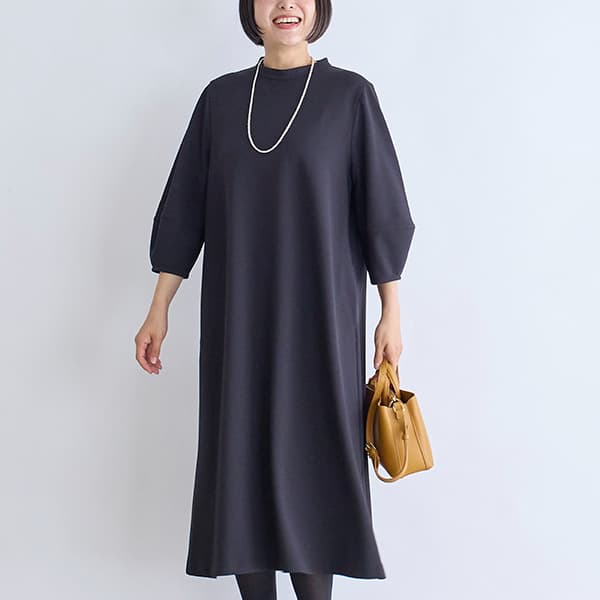 ジョーゼットポンチランタンスリーブ七分袖ワンピース