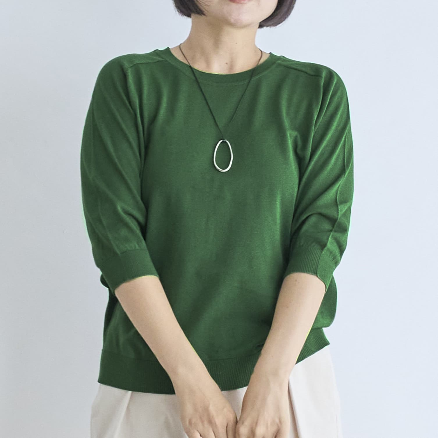 ハイツイストニット5分袖Tシャツ