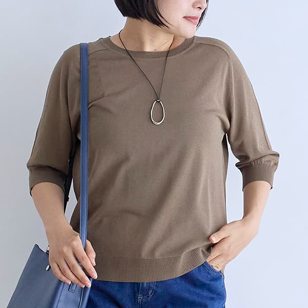 ハイツイストニット5分袖Tシャツ