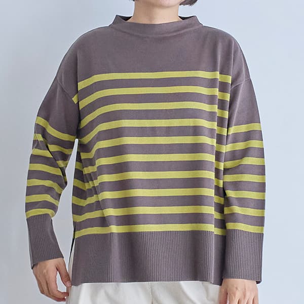 コットンニットボーダープルオーバー