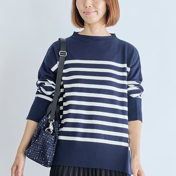 コットンニットボーダープルオーバー