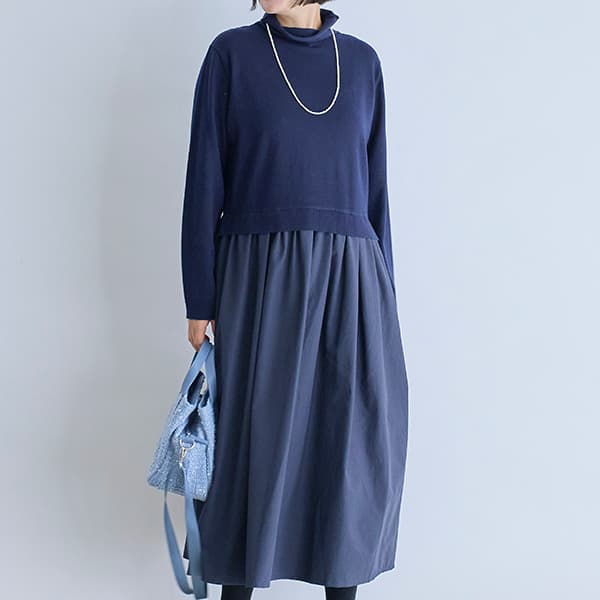 タートルネックドッキングワンピース