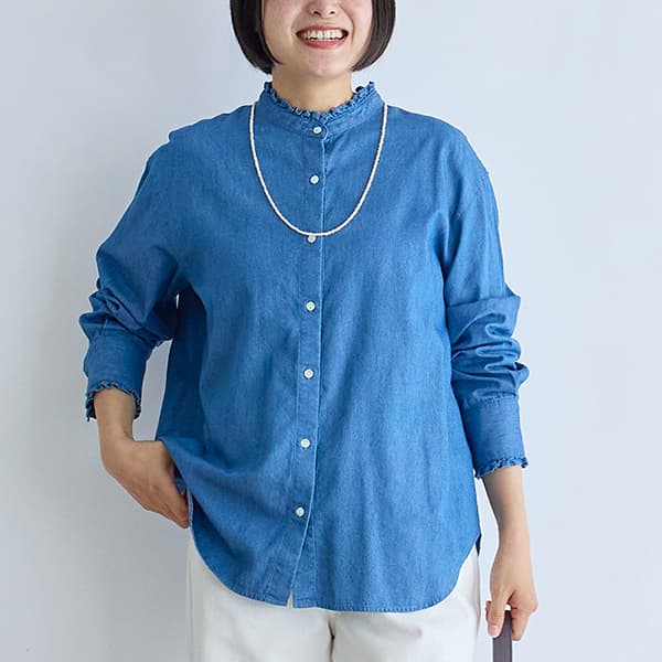 ライトオンスデニムフリルシャツ