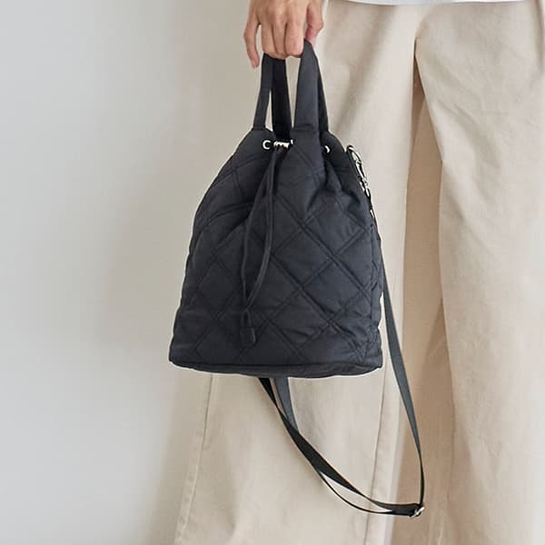 キルティング巾着バッグ 2way