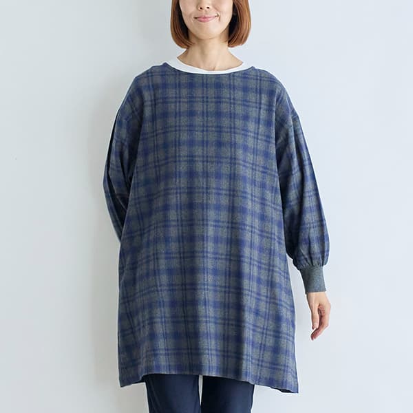 起毛チェックスモック