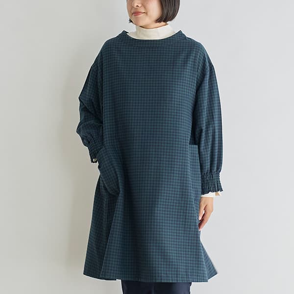 ギンガムチェックスモック