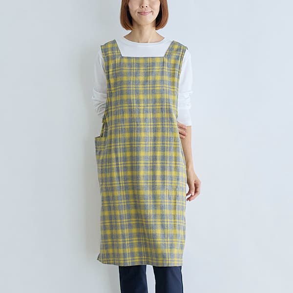 起毛チェックチュニックエプロン 2way