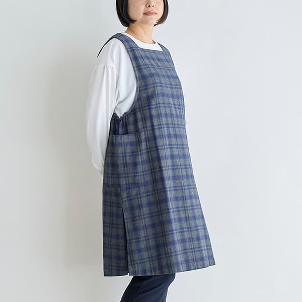 起毛チェックチュニックエプロン 2way