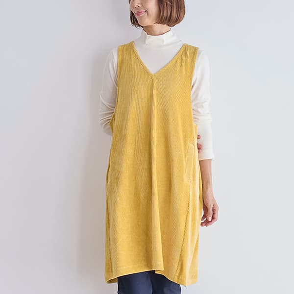 ニットコーデュロイチュニックエプロン