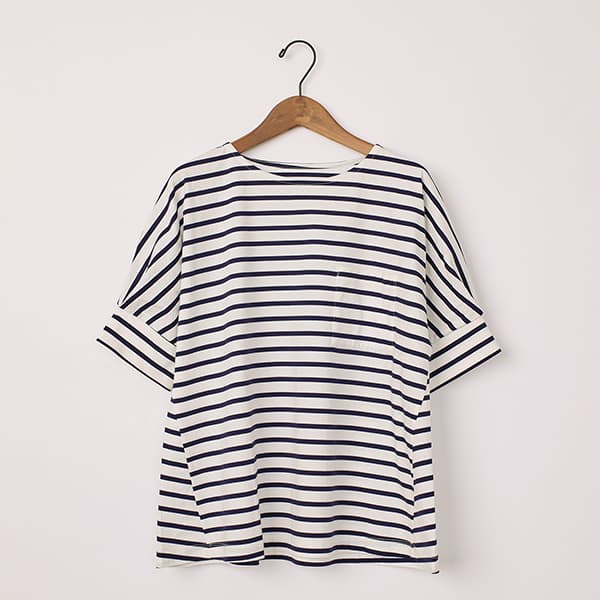 シルケットスムースボーダーブラウス