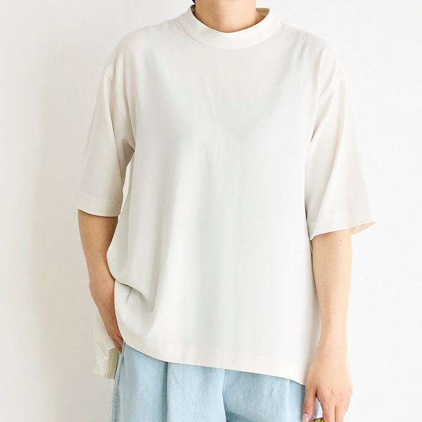 ストレッチダブルクロス脇プリーツブラウス