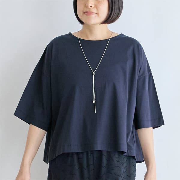 シルケットコットンスムースクロップド五分袖Tシャツ