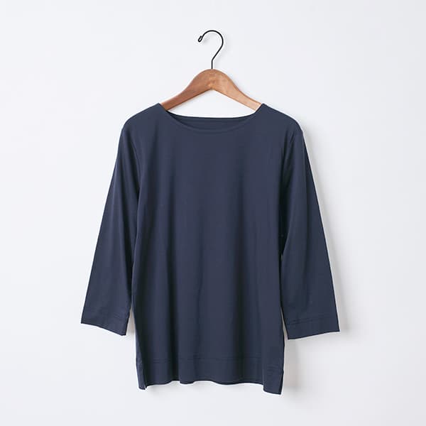 シルケットコットンスムース七分袖Tシャツ