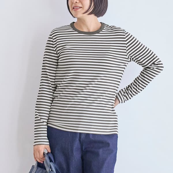 ベア天ボーダー長袖Ｔシャツ