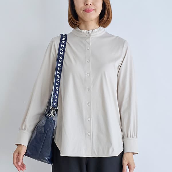 スーピマコットンスムース襟フリルシャツ