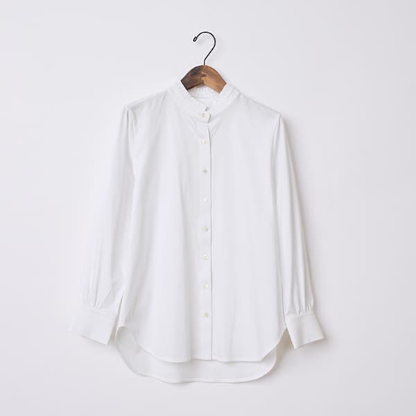 スーピマコットンスムース襟フリルシャツ