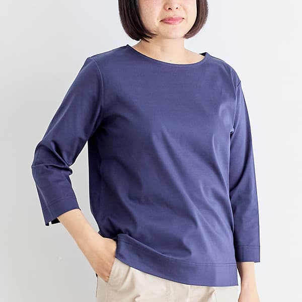 コットンスムース七分袖Tシャツ
