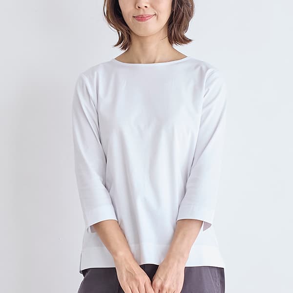コットンスムース七分袖Tシャツ