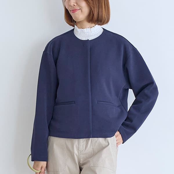 ダブルジャージーノーカラージャケット
