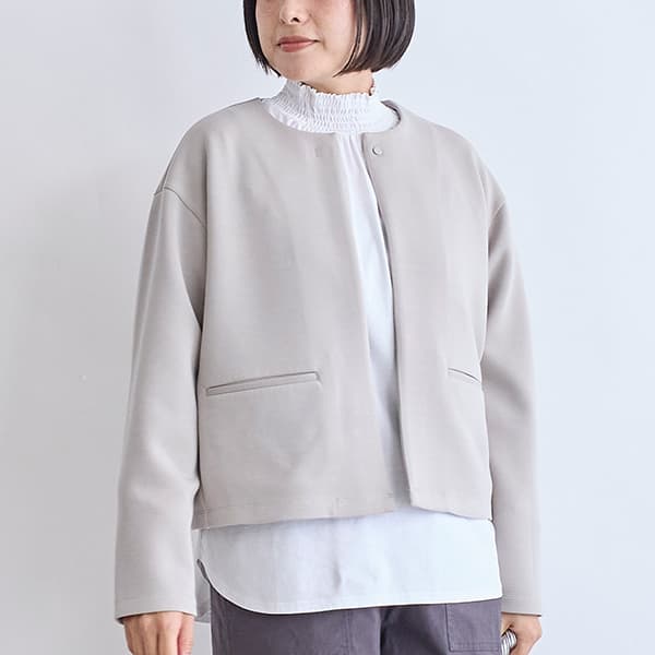ダブルジャージーノーカラージャケット