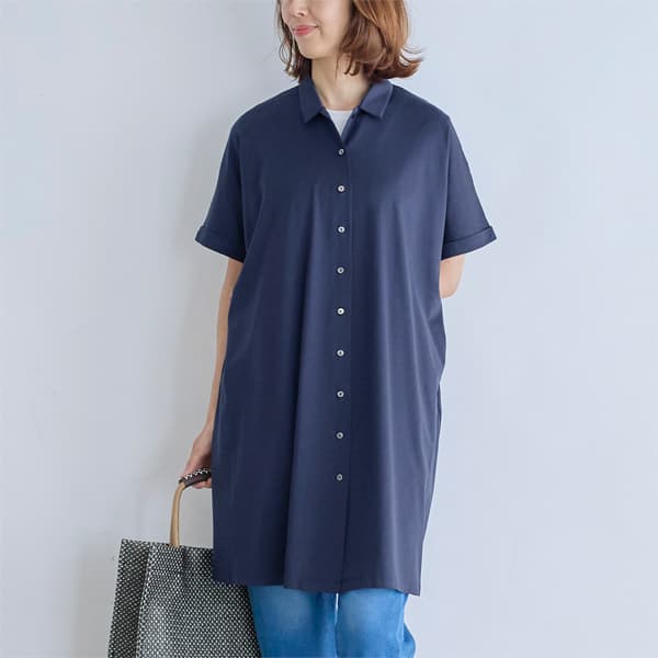 シルケット天竺シャツワンピース