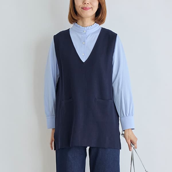 コットンニットVネックベスト