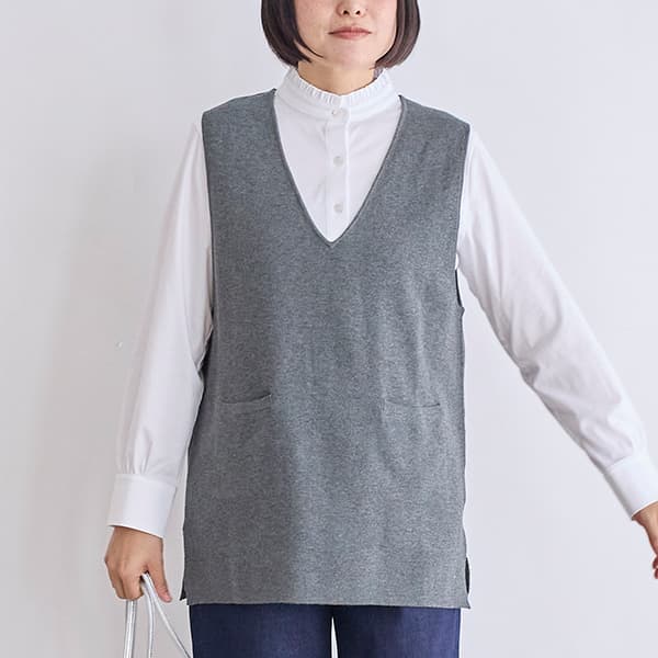 コットンニットVネックベスト