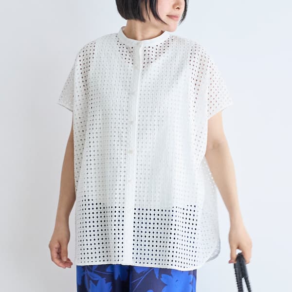 カットレース半袖ロングシャツ インナー付