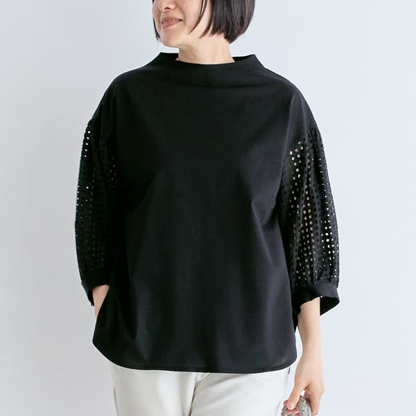 カットレース切り替えブラウス