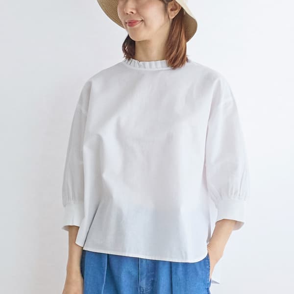 コットンリネンブラウス