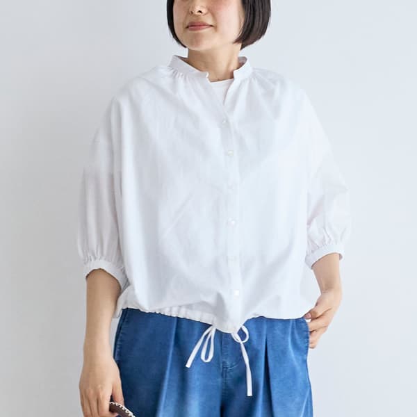 コットンリネンドローストリングシャツ