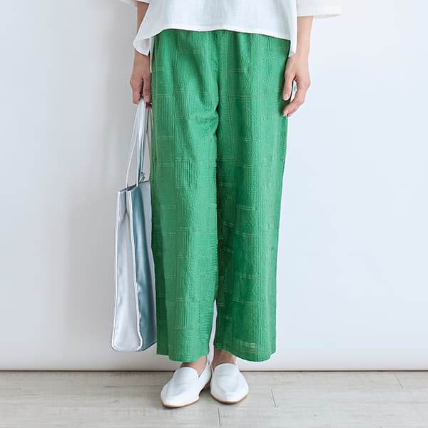 総柄刺繍イージーパンツ