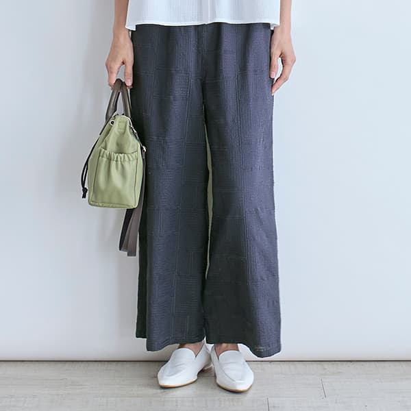 総柄刺繍イージーパンツ